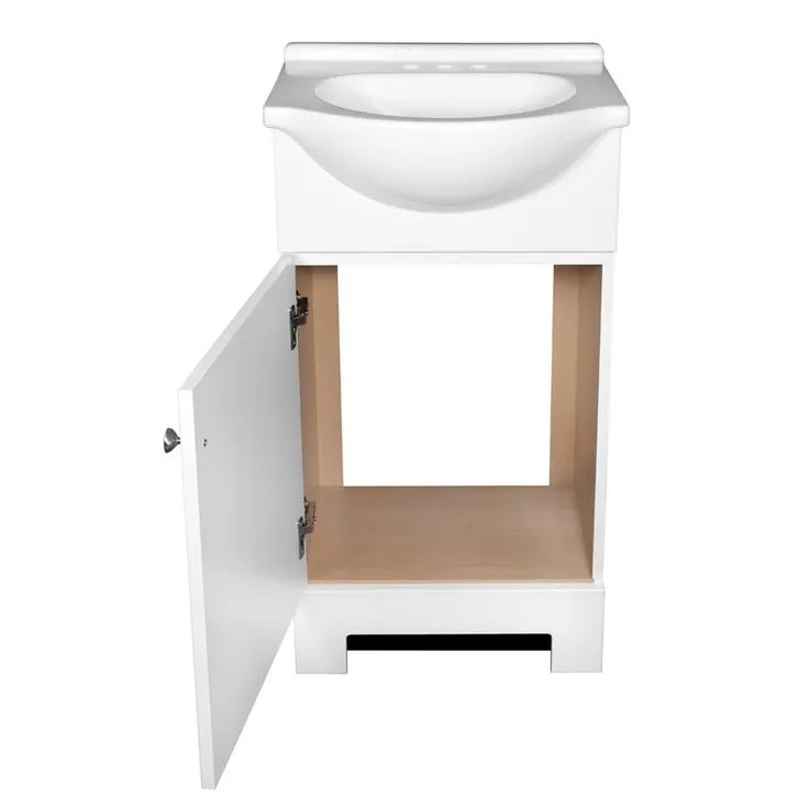 Style Selections Euro 19-in White Single Sink Bathroom Vanity with White Cultured Marble Top, photo 5 of 7