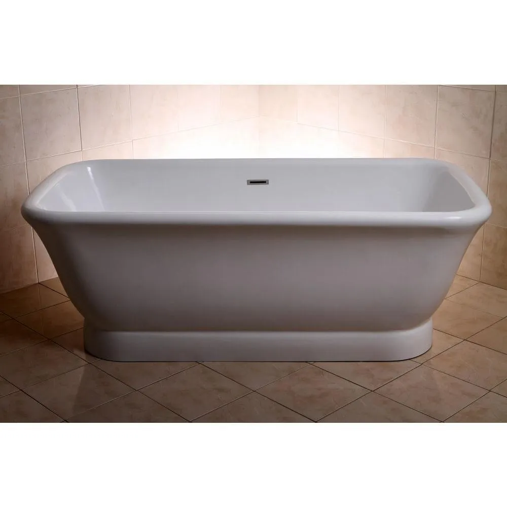 Large Modern 71 in. Acrylic Center Drain Double Ended Flatbottom Non-Whirlpool Freestanding Bathtub in White, photo 2 of 5