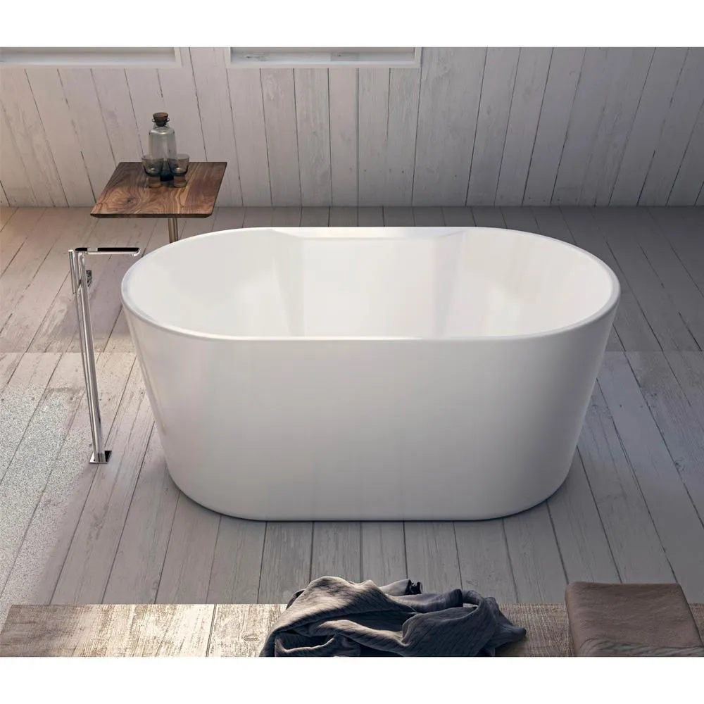 Aqua Eden 56 in. Acrylic Center Drain Oval Flatbottom Freestanding Bathtub in White, photo 3 of 3