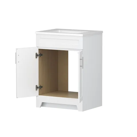 Kirkman 24-in White Single Sink Bathroom Vanity with White Cultured Marble Top