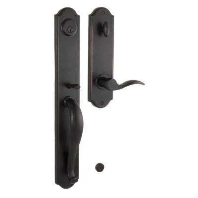 Vail Nickel Single-Cylinder Keyed Door Handleset with Deadbolt and Logan Interior