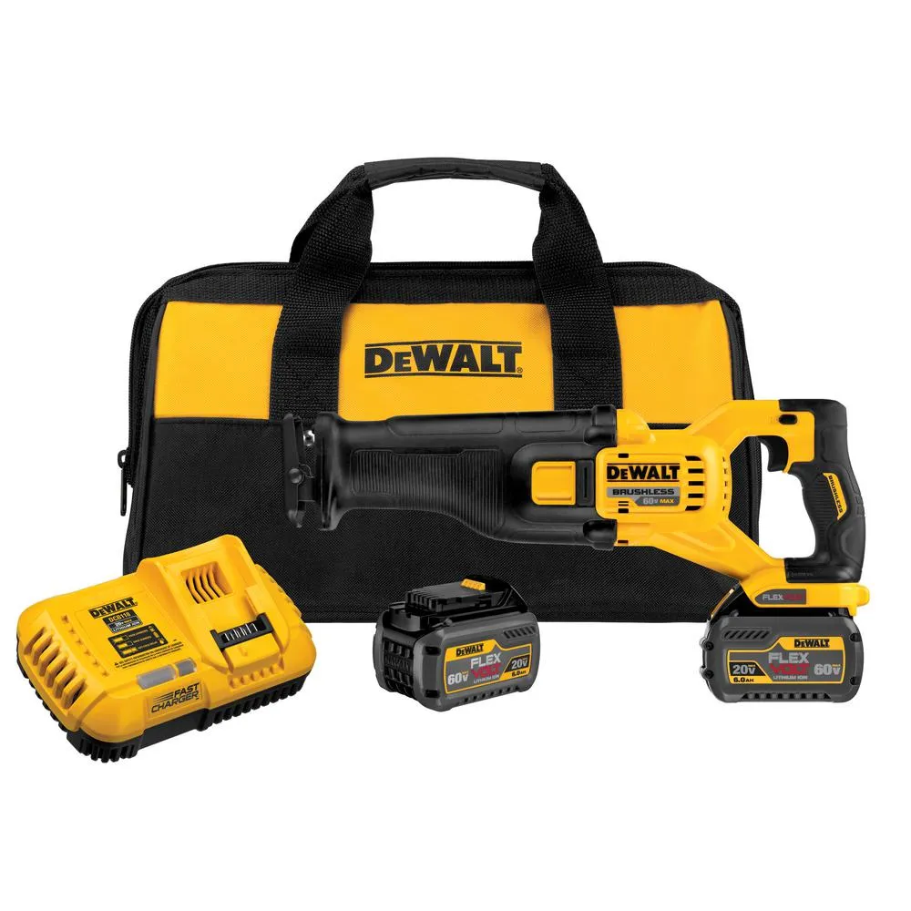 DEWALT FLEXVOLT 60-Volt MAX Lithium-Ion Cordless Brushless Reciprocating Saw with (2) Batteries 2Ah, Charger and Bonus Battery, photo 7 of 12