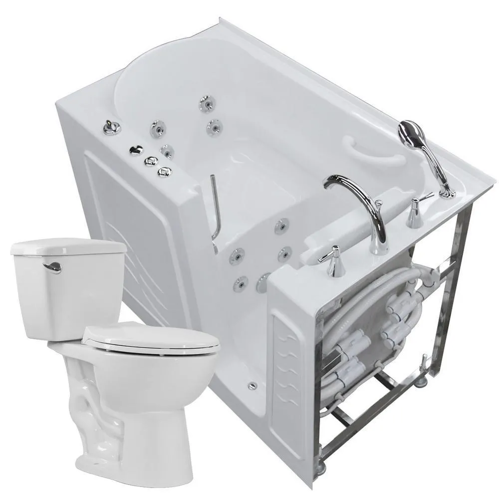 Universal Tubs 52.8 in. Walk-In Whirlpool Bathtub in White with 1.6 GPF Smart Toilet Combo, Left Drain, photo 13 of 23