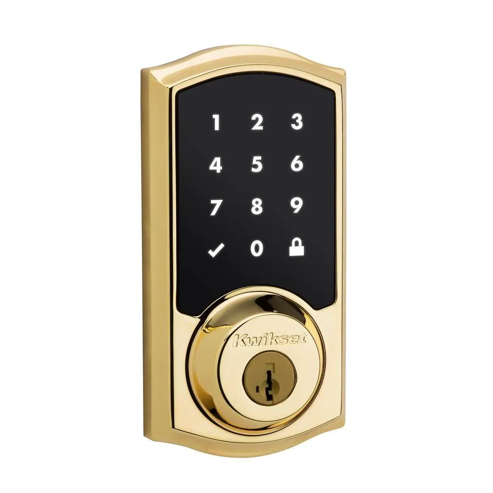 Kwikset SmartCode 915 Touchscreen Venetian Bronze Single Cylinder Electronic Deadbolt with Avalon Handleset and Tustin Lever, photo 5 of 7