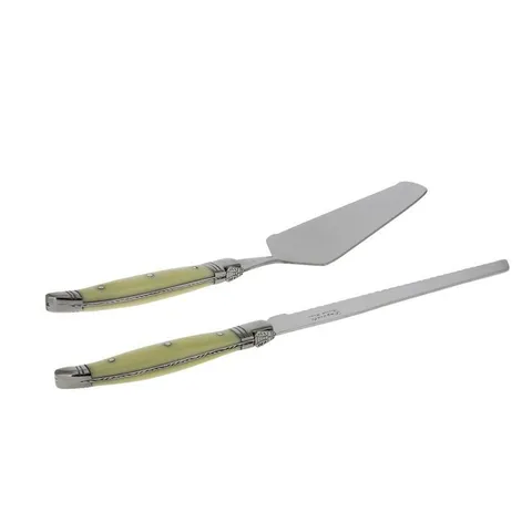French Home 2-Piece Faux Ivory Laguiole Conoisseur Cake Slicer and Server Set