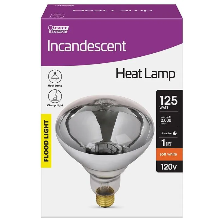 Feit Electric 125-Watt BR40 Dimmable Incandescent 120-Volt Heat Lamp Soft White (2700K) HID Light Bulb, photo 6 of 6