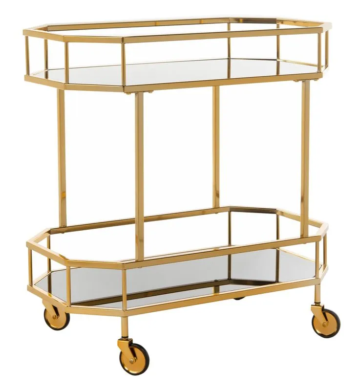 Safavieh Gold Metal Base with Glass Top Kitchen Cart (29.6-in x 16.5-in x 29.8-in), photo 4 of 6