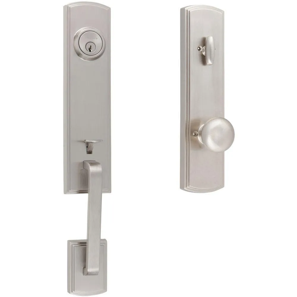 Italian Collection Briona Single Cylinder Black Door Handleset with Santo Interior Left-Hand, photo 2 of 3