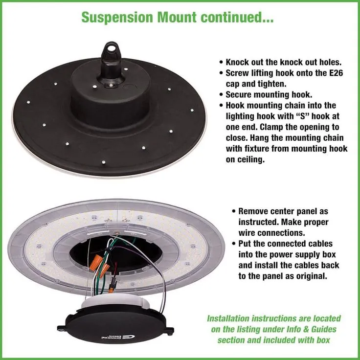 Commercial Electric 12 in. 12000 Lumens 100-Watt Lightweight Round Integrated LED High Bay Light 120-277V Mounting Options Dimmable, photo 8 of 11