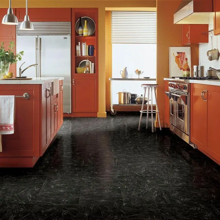 TrafficMASTER Black Marble 12 in. x 12 in. Peel and Stick Vinyl Tile (30 sq. ft. / case), photo 4 of 8