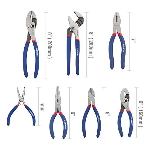 WORKPRO 7-piece Pliers Set (8-inch Groove Joint Pliers, 6-inch Long Nose, 6-inch Slip Joint, 4-1/2 Inch Long Nose, 6-inch Diagonal, 7-inch Linesman, 8-inch Slip Joint) for DIY & Home Use - Free Delivery, photo 4 of 9
