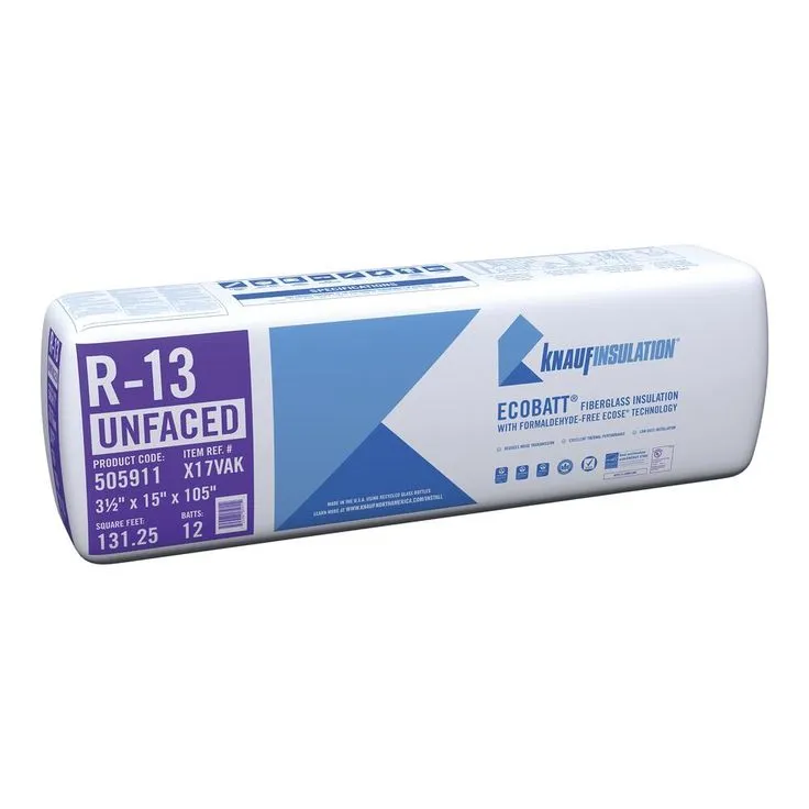 Knauf Insulation EcoBatt R-13 Unfaced Fiberglass Insulation Batt, 3-1/2 in x 15 in x 105 in, 131.25 sq ft, photo 2 of 4