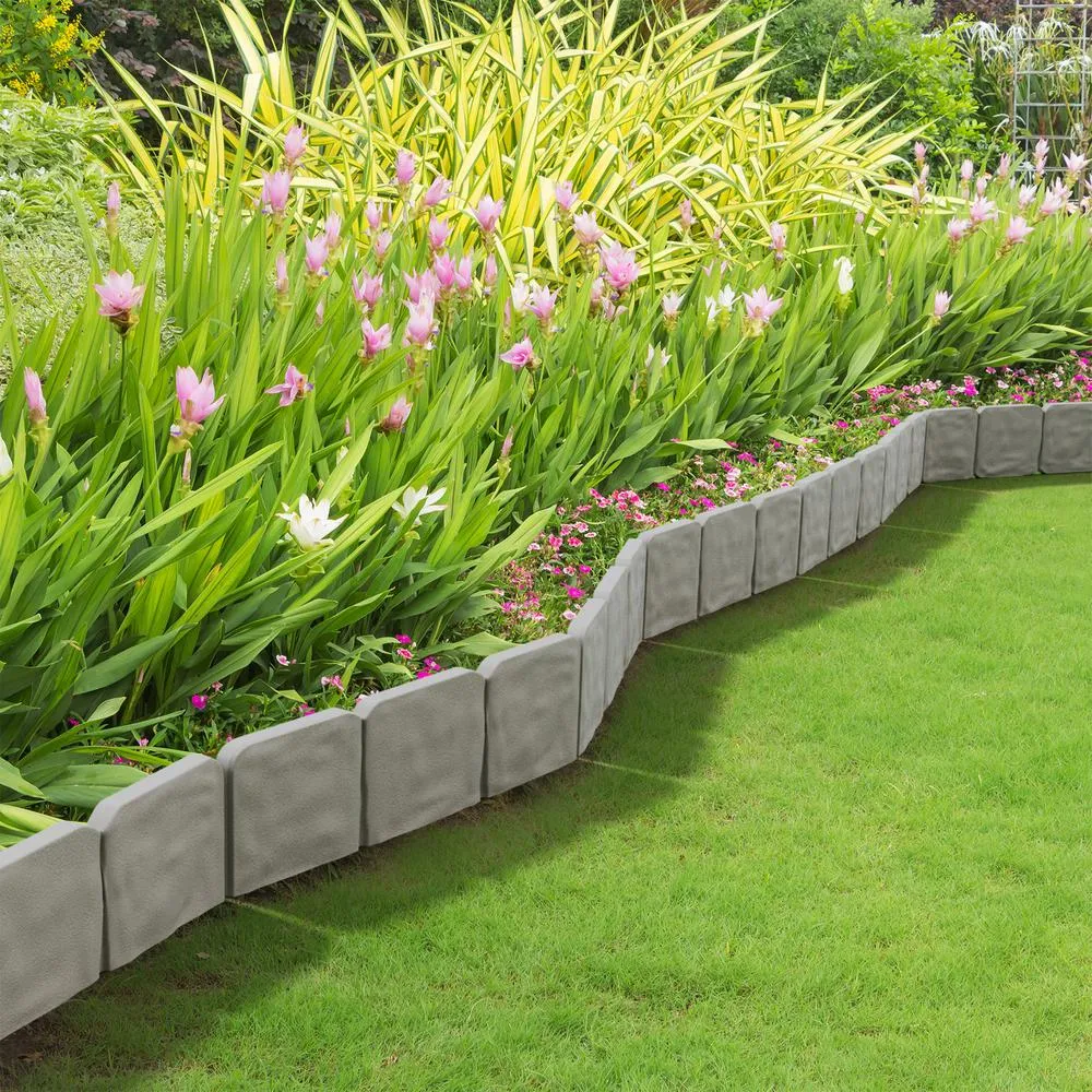Pure Garden 10 in. x 9 in. x 0.75 in. Gray Trim Decorative Plastic Edging Border, photo 2 of 5
