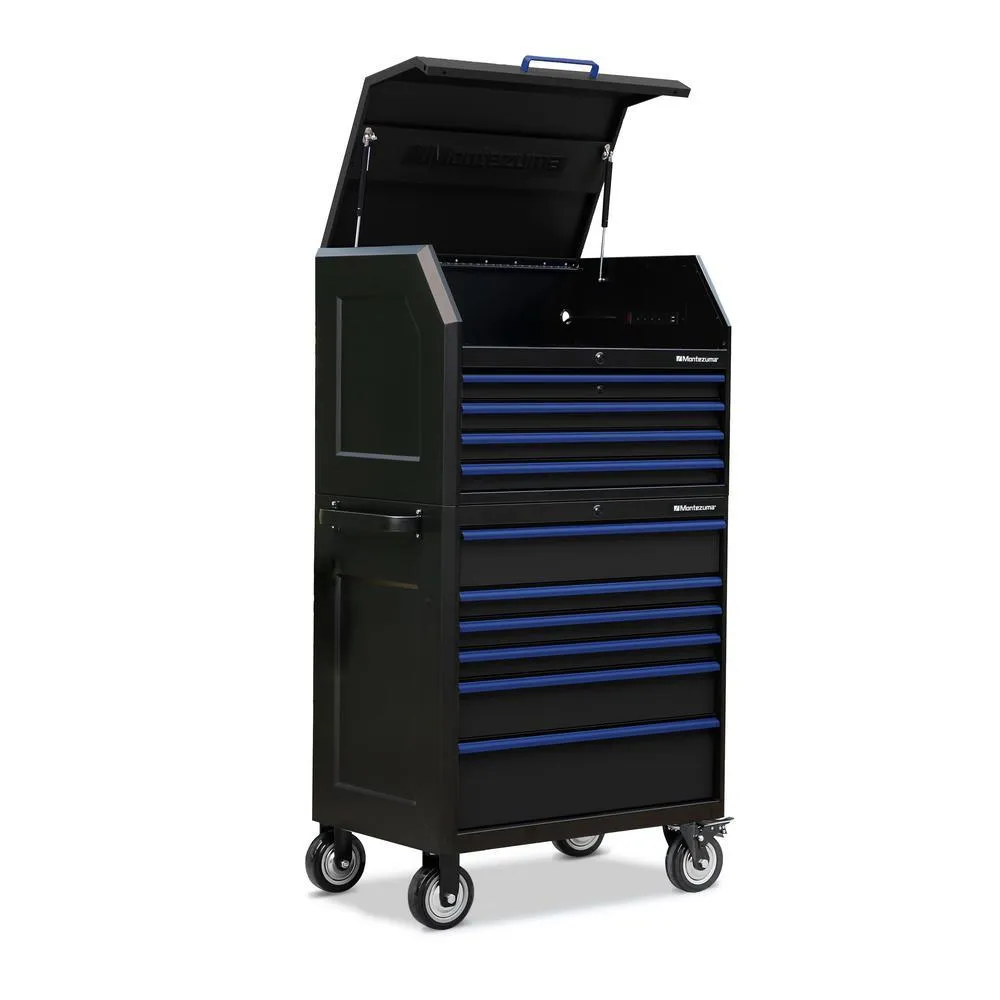 24 in. x 36 in. 10-Drawer Tool Chest and Cabinet Combo with Power and USB Outlets in Black and Blue, photo 3 of 15