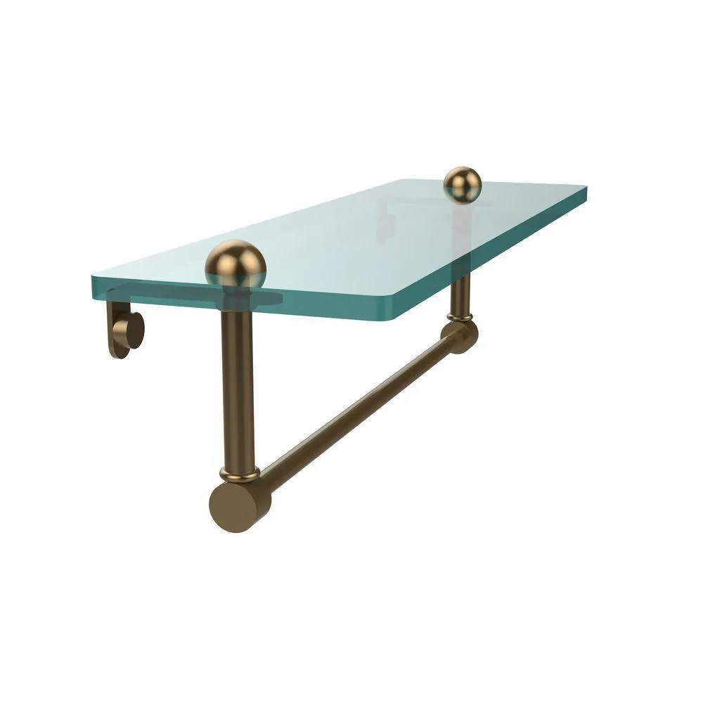 Allied Brass 16 in. L x 5 in. H x 5 in. W Clear Glass Vanity Bathroom Shelf with Towel Bar in Polished Brass, photo 14 of 14
