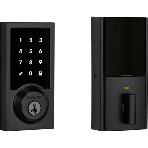 Premis Contemporary Touchscreen Smart Lock Matte Black Single Cylinder Electronic Deadbolt Featuring SmartKey Security