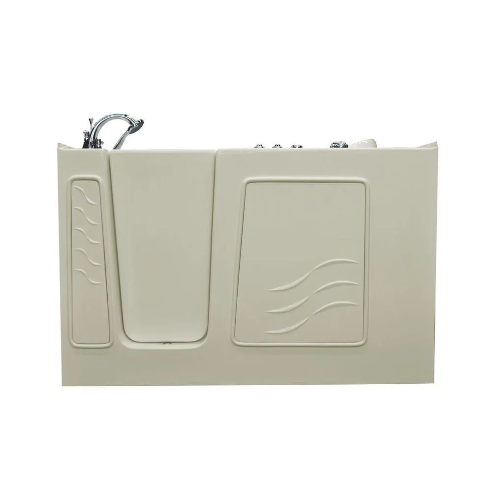 Rampart Nova Heated 5 ft. Walk-in Whirlpool Bathtub with 6 in. Tile Easy Up Adhesive Wall Surround in Biscuit, photo 9 of 33