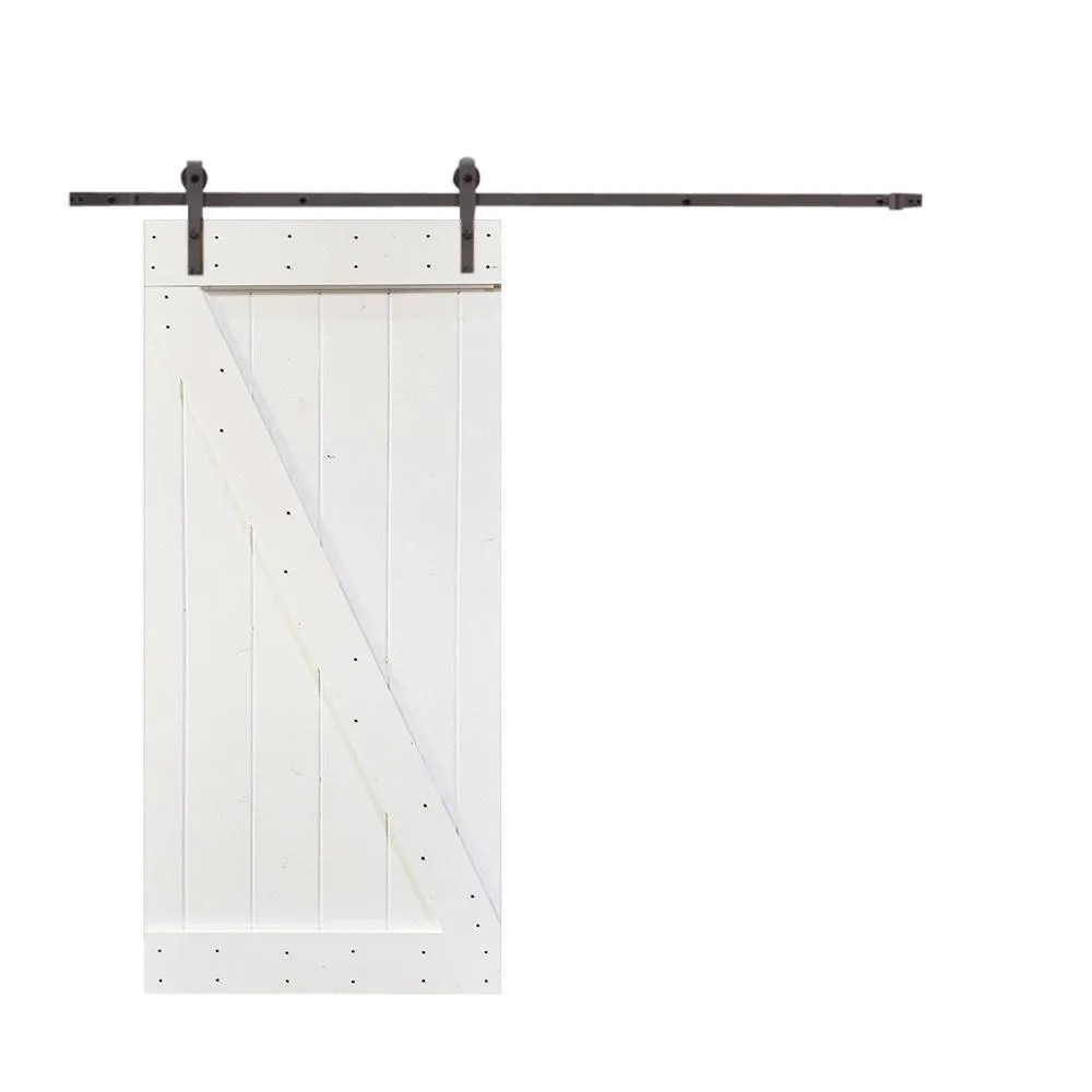 CALHOME 30 in. x 84 in. Z Series White Knotty Pine Wood Interior Sliding Barn Door with Hardware Kit, photo 5 of 6