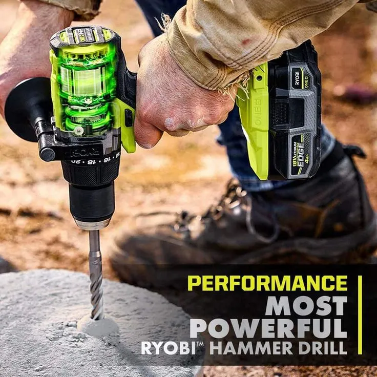RYOBI 18-Volt ONE+ Lithium-Ion Cordless Brushless 1/2 in. Hammer Drill/Driver Kit with 4.0Ah LITHIUM+ Battery, Charger and Bag, photo 8 of 8