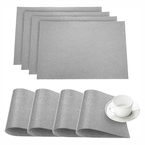 Pebble Silver Faux Leather Placemat (Set of 4)