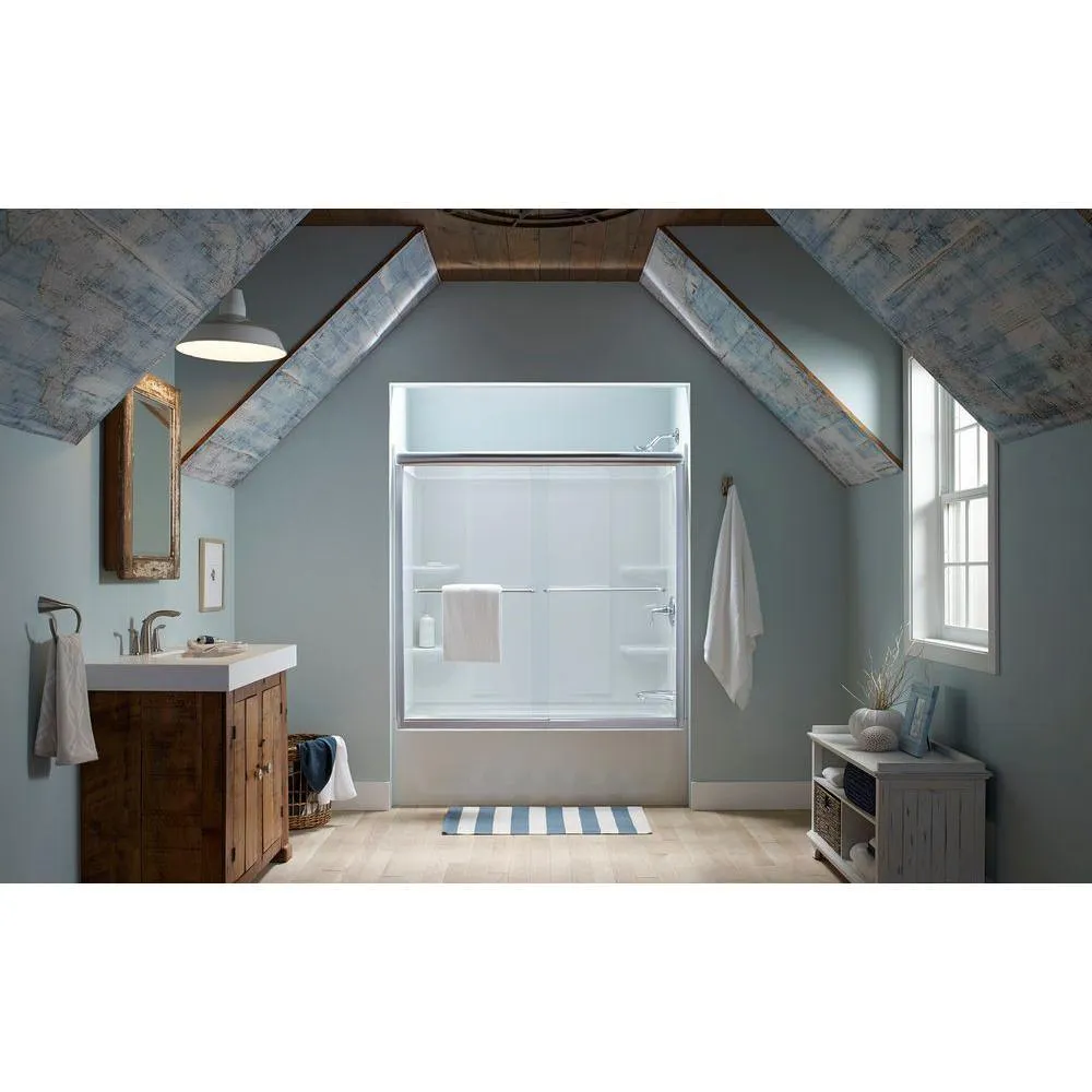 Ensemble Alcove 60 in. x 30 in. x 55 in. Fixed 3-Piece Direct-to-Stud Tub Surround in White, photo 2 of 9