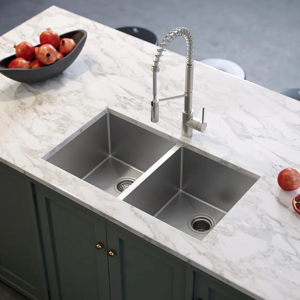 Standart PRO 33in. 16 Gauge Undermount 50/50 Double Bowl Stainless Steel Kitchen Sink, photo 3 of 14