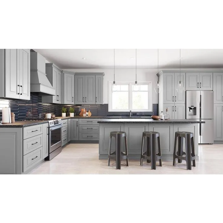 Home Decorators Collection Grayson 24 in. W x 24 in. D x 84 in. H Assembled Plywood Pantry Kitchen Cabinet in Pearl Gray with 4ROT Soft Close, photo 5 of 6