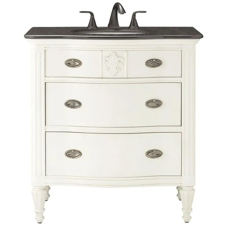Wellington 44 in. W x 22 in. D Bath Vanity in Ivory with Granite Vanity Top in Black with White Sink, photo 2 of 10