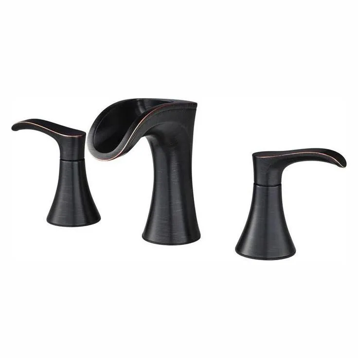Brea 8 in. Widespread 2-Handle Waterfall Bathroom Faucet in Brushed Nickel, photo 6 of 7