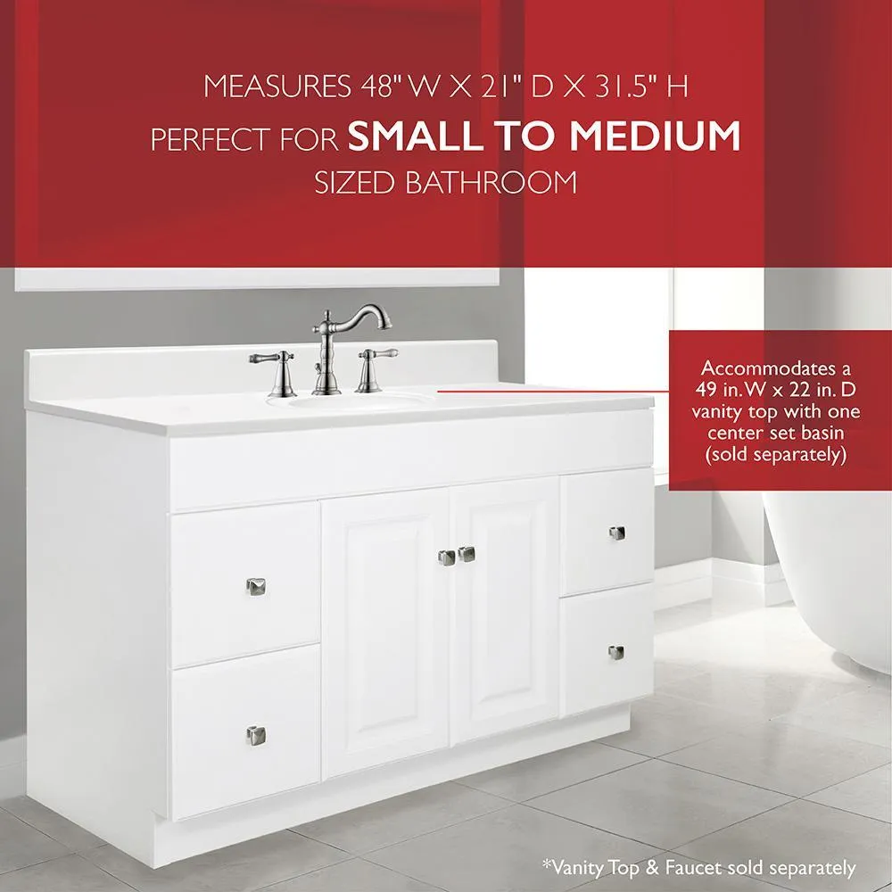 Wyndham 48 in. W x 21 in. H Bathroom Vanity Cabinet Only in White Semi-Gloss, photo 5 of 34