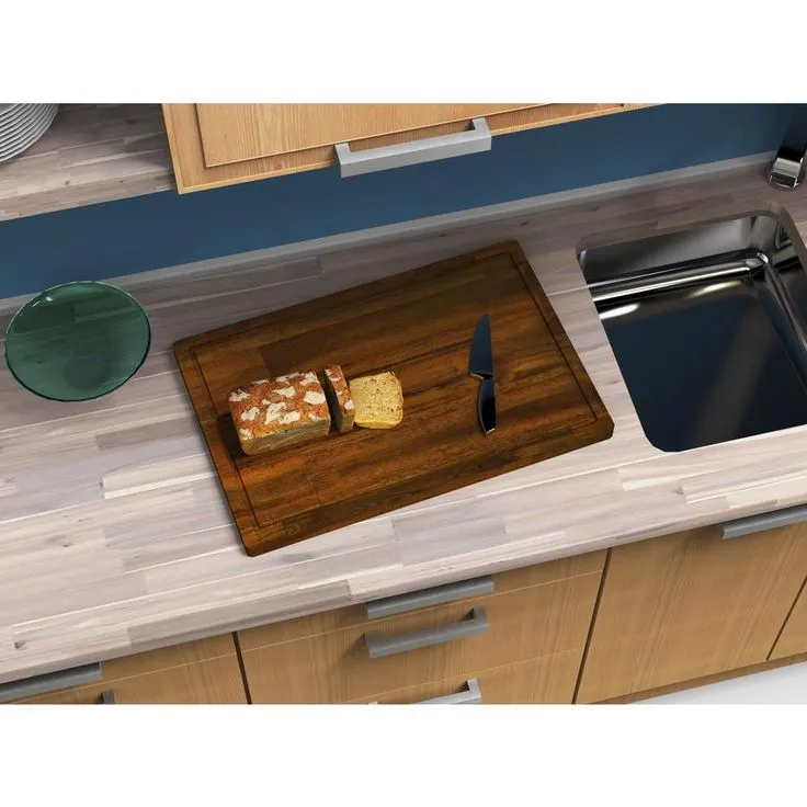 Interbuild 1 ft. 3.75 in L x 1 ft. W x 0.75" T Oiled Acacia Cutting Board Set with Brown Food-Safe Wood Oil Finish, photo 3 of 4