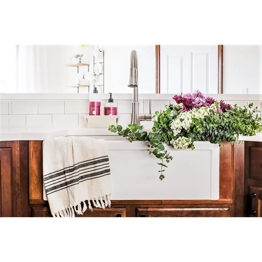Bradstreet II Farmhouse Fireclay 30 in. Single Bowl Kitchen Sink with Strainer Drain in Crisp White, photo 10 of 13