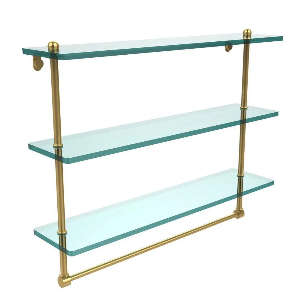 Allied Brass 22 in. L x 18 in. H x 5 in. W 3-Tier Clear Glass Bathroom Shelf with Towel Bar in Oil Rubbed Bronze, photo 10 of 15