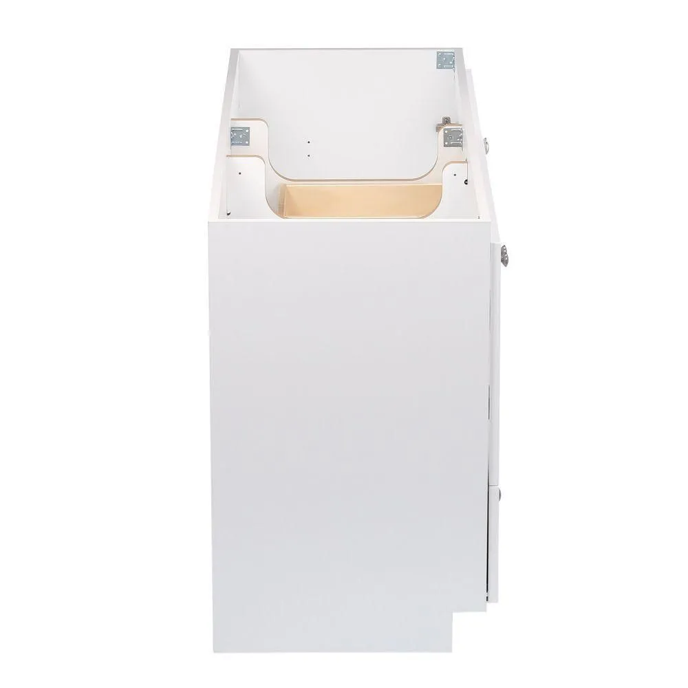 Shaker 60 in. W x 21 in. D x 34.5 in. H Vanity for Double Basins Cabinet Only in Satin White, photo 5 of 19
