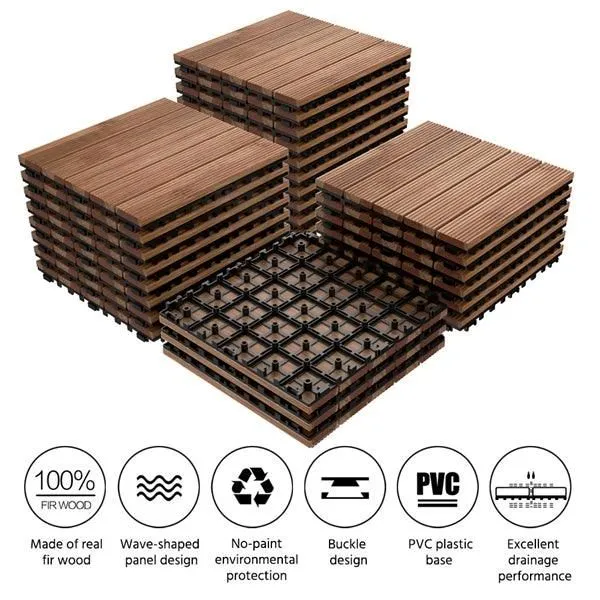 SmileMart 27pcs Patio Pavers Wood Flooring Tiles,Interlocking Wood Tiles Indoor & Outdoor,12 x 12", photo 7 of 9