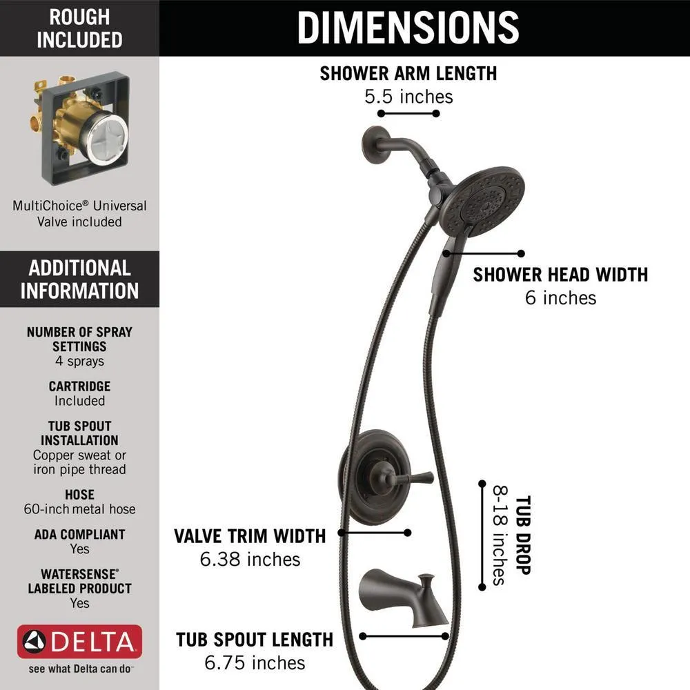 Chamberlain In2ition Single-Handle 4-Spray Tub and Shower Faucet in Venetian Bronze (Valve Included), photo 3 of 14
