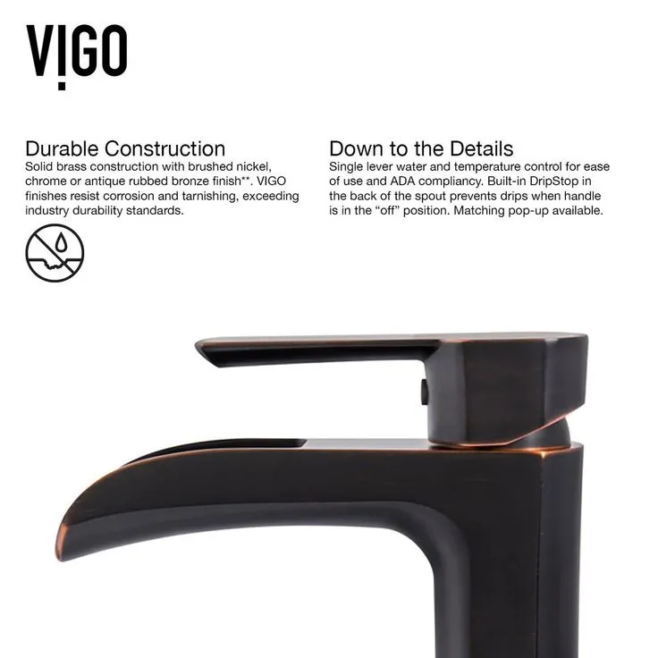 VIGO Glass Vessel Bathroom Sink in Russet and Niko Faucet Set in Antique Rubbed Bronze, photo 10 of 11