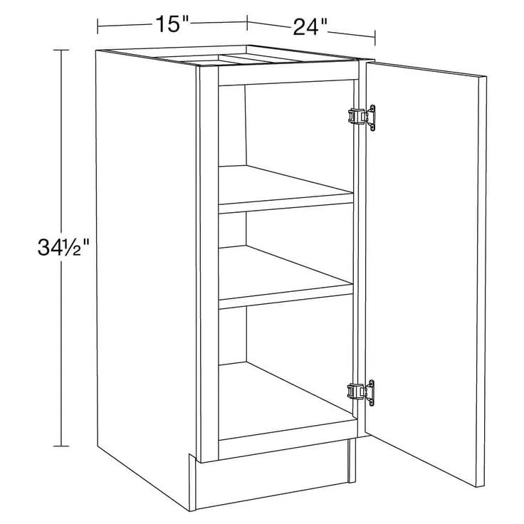 Home Decorators Collection Newport 15 in. W x 24 in. D x 34.5 in. H Assembled Plywood Full Height Door Base Kitchen Cabinet in Mythic Blue RH, photo 3 of 9