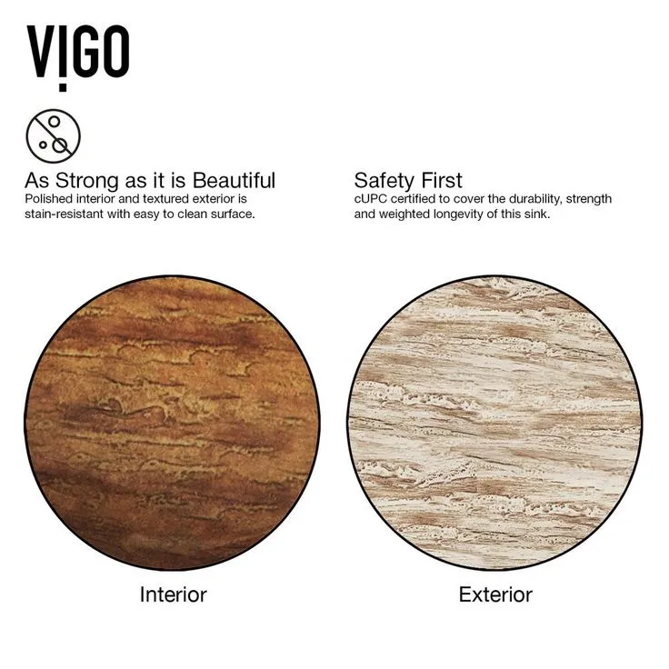 VIGO Amber Sunset Handmade Countertop Glass Rectangle Vessel Bathroom Sink in Light Wood, photo 7 of 8