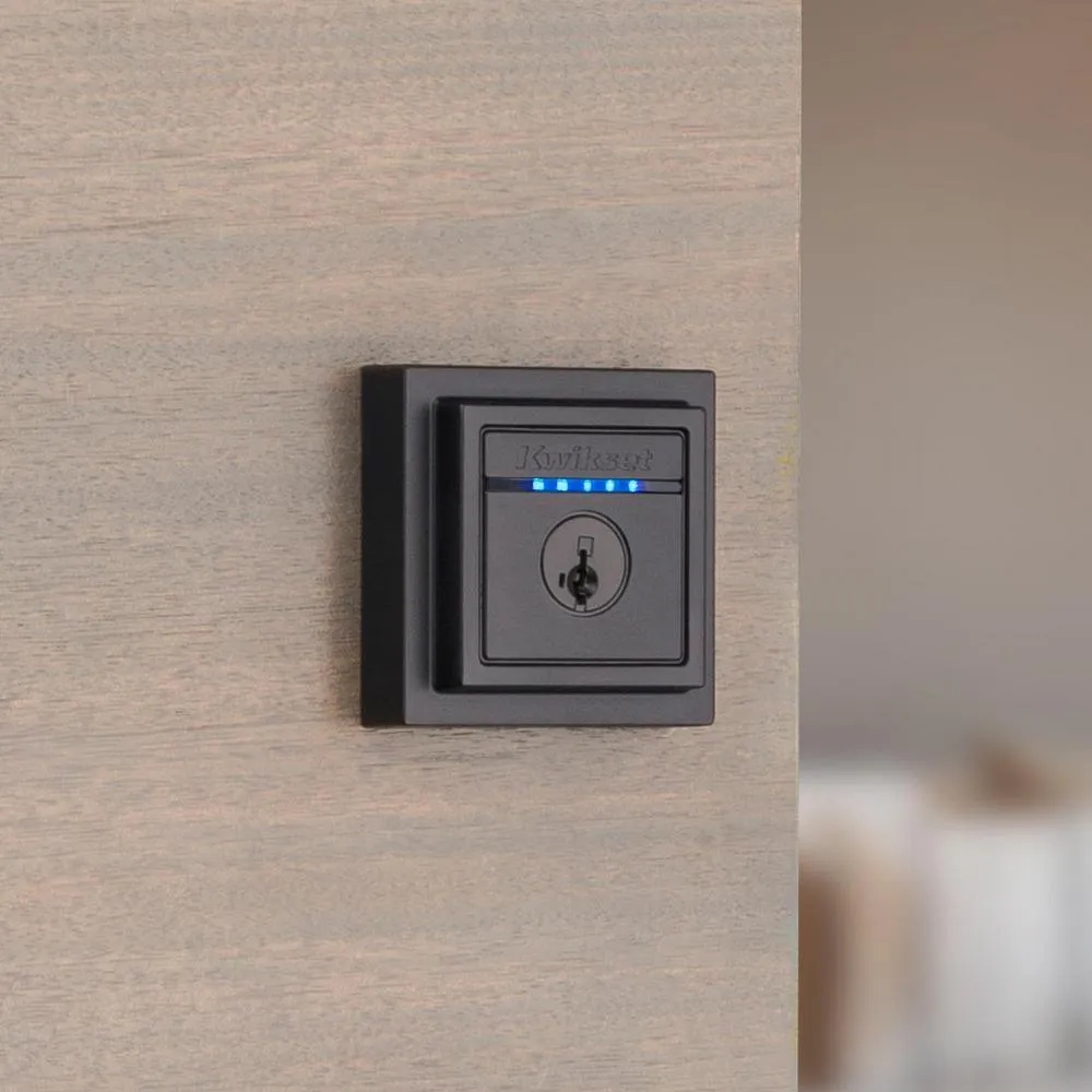 Kevo 2nd Gen Contemporary Square Matte Black Single Cylinder Touch-to-Open Bluetooth Smart Lock Deadbolt, photo 4 of 9