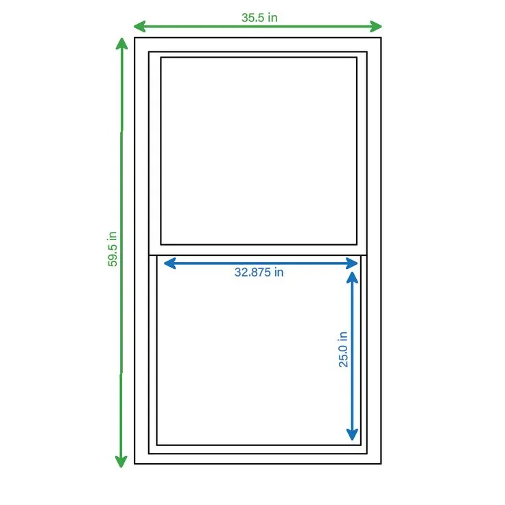 RELIABILT 105 Series New Construction 35-1/2-in x 59-1/2-in x 2-5/8-in Jamb White Vinyl Low-e Argon Single Hung Window with Grids Half Screen Included, photo 6 of 7