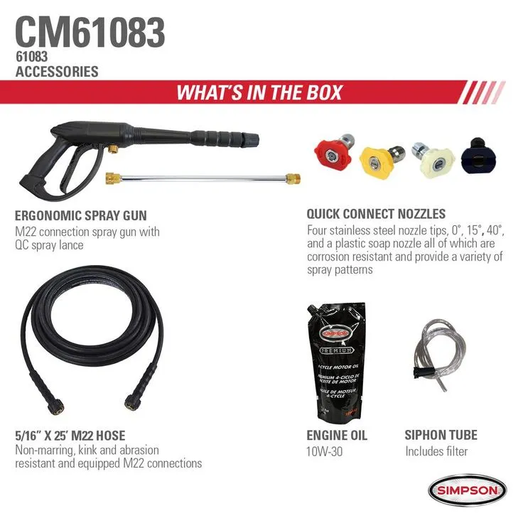 Simpson Clean Machine by SIMPSON 3400 PSI at 2.5 GPM SIMPSON Cold Water Residential Gas Pressure Washer, photo 7 of 7