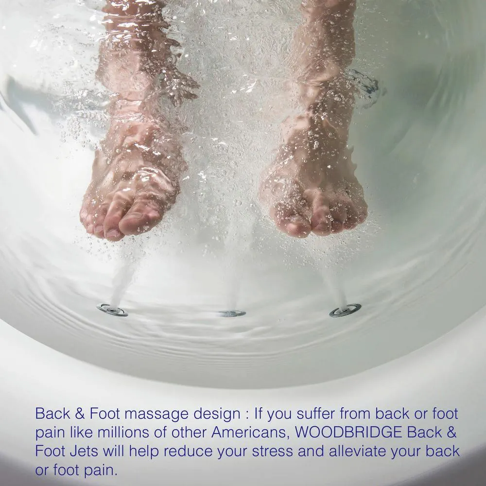 WOODBRIDGE Andria 67 in. Acrylic Freestanding Whirlpool & Air Bathtub with Drain and Overflow, White, photo 6 of 16