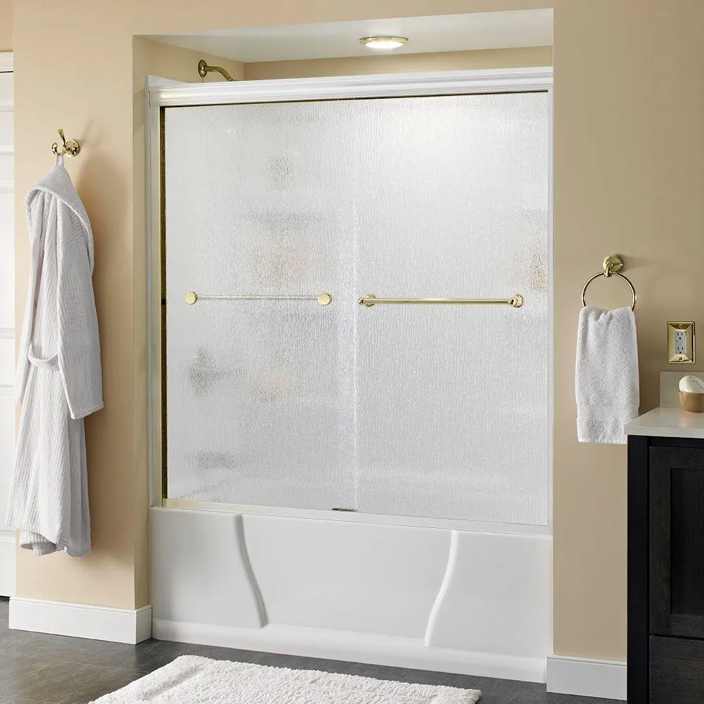 Crestfield 60 in. x 58-1/8 in. Semi-Frameless Traditional Sliding Bathtub Door in Bronze with Transition Glass, photo 30 of 67
