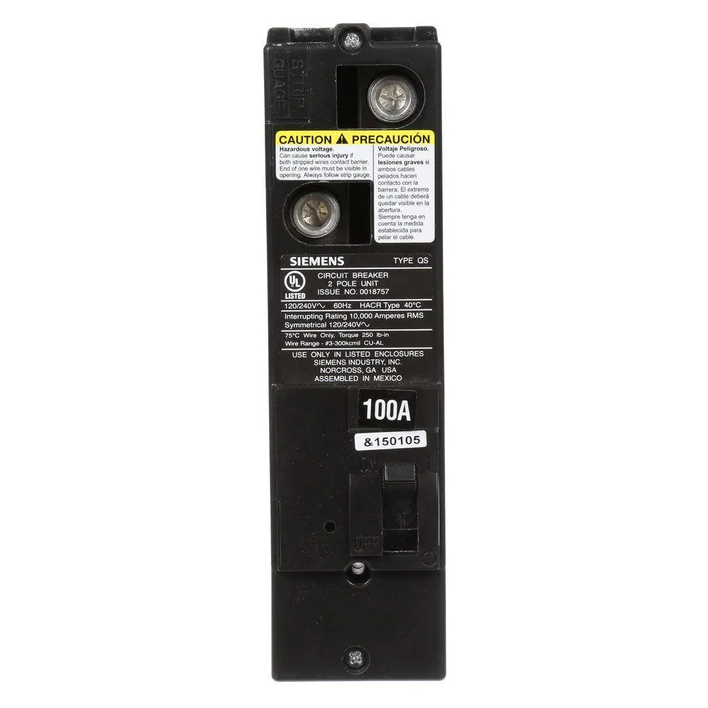 Siemens 200 Amp Double-Pole 10kA Type QS Multi-Family Main Breaker, photo 8 of 11