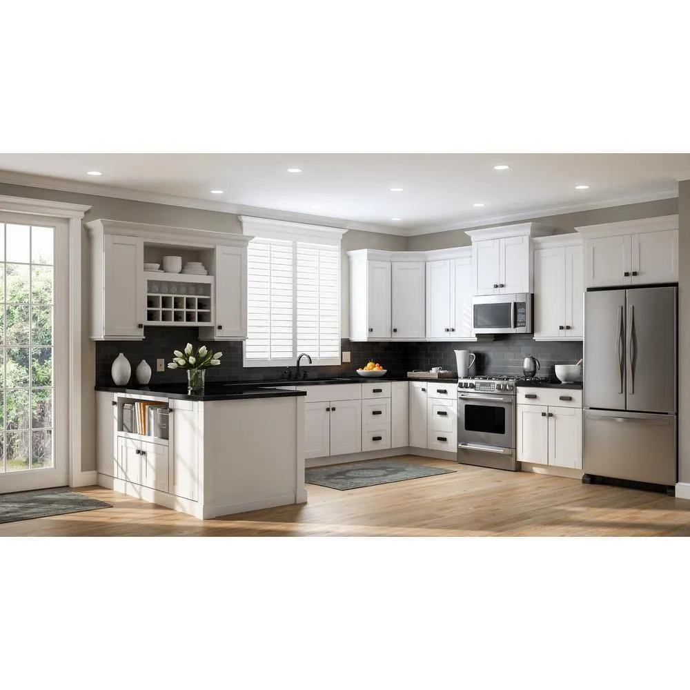 Shaker Assembled 18x34.5x24 in. Drawer Base Kitchen Cabinet with Ball-Bearing Drawer Glides in Satin White, photo 2 of 20