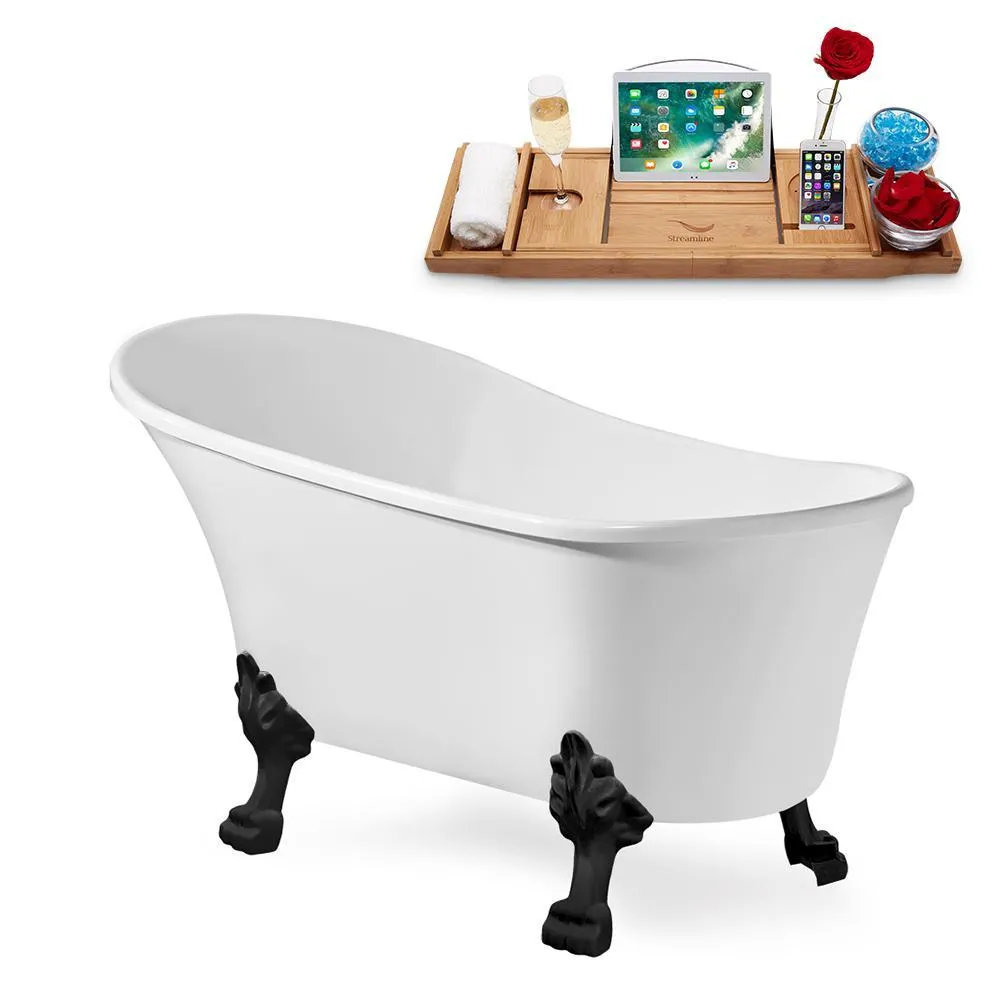 Streamline 67 in. Acrylic Clawfoot Non-Whirlpool Bathtub in White, photo 2 of 7