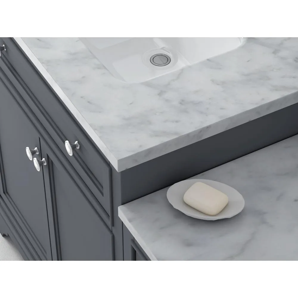 Mornington 54 in. W x 21 in. D Single Bath Vanity in Grey with Marble Vanity Top in White with White Sink, photo 5 of 8