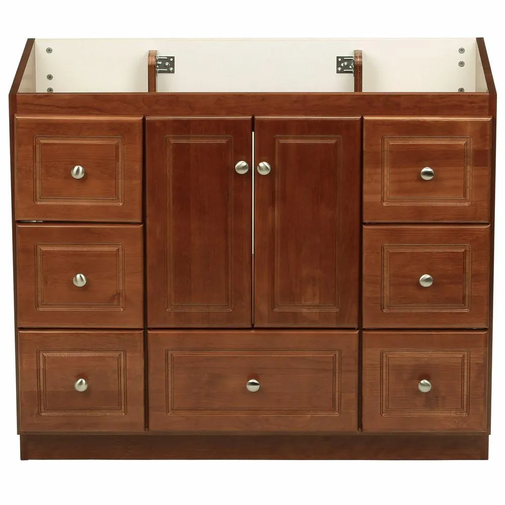 Ultraline 60 in. W x 21 in. D x 34.5 in. H Vanity for Center Basin Cabinet Only in Natural Alder, photo 22 of 48
