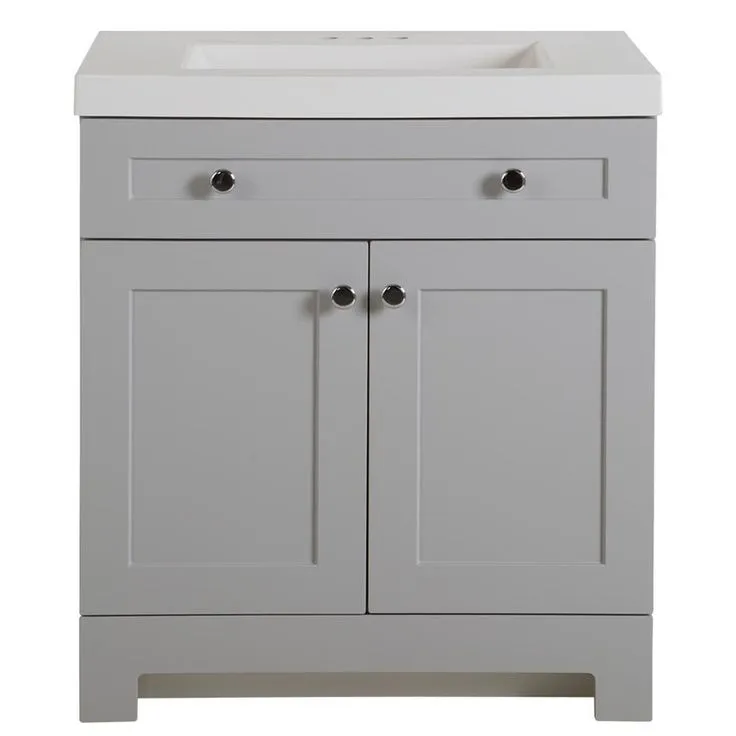 Everdean 24.5 in. W x 19 in. D x 34 in. H Bath Vanity in White with Cultured Marble Vanity Top in White with White Sink, photo 8 of 10